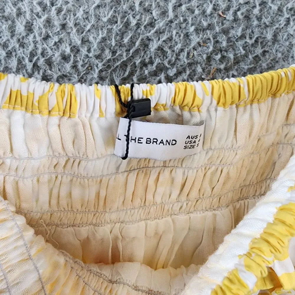 Faithfull the Brand Kiera Skirt Women's 4 Marigold Smocked Waist Band - Picture 8 of 15